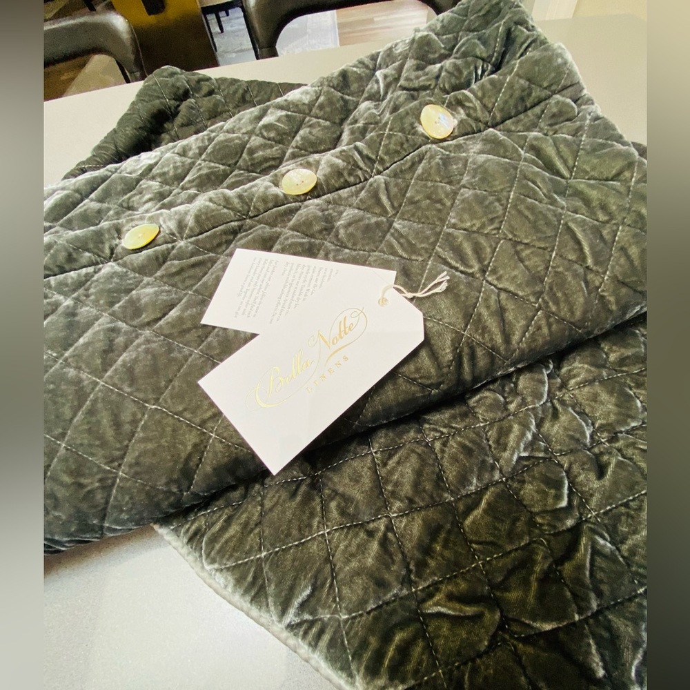 BELLE NOTTE Silk Velvet Quilted Deluxe Sham in the color Fog (set of two)